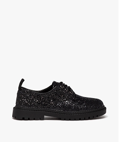 GEMO Derbies filles pailletées à semelle crantée noir vif
