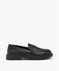 GEMO Mocassins fille unis à clous dorés avec semelle crantée noir standard