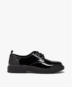 GEMO Derbies fille unis dessus vernis à lacets noir vif
