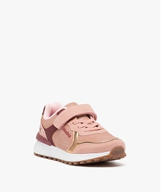 baskets fille unie style running effet metallise - hobiz rose basketsD960301_2