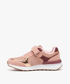baskets fille unie style running effet metallise - hobiz rose basketsD960301_3