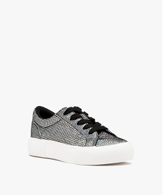 baskets fille irisees a semelle compensee effet filet gris basketsD960901_2