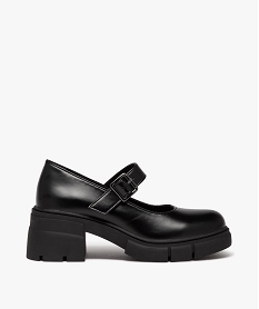 GEMO Ballerines fille unies à talon large et semelle crantée noir standard