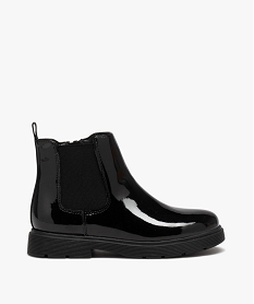 GEMO Boots fille unies dessus vernis à semelle crantée noir vif