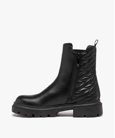 boots fille unies style chelsea effet matelasse a semelle crantee noirD963501_3