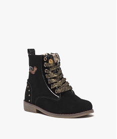 boots fille unies en cuir suede a lacets et a zip - alma planete noir bottes et bootsD963801_2