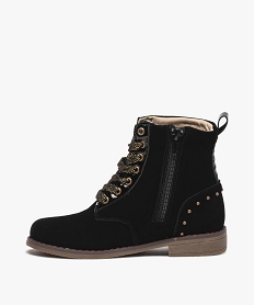 boots fille unies en cuir suede a lacets et a zip - alma planete noir bottes et bootsD963801_3