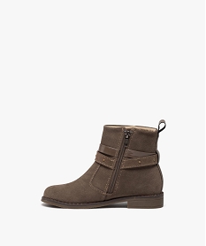 boots fille dessus en cuir uni suede avec boucles fantaisie et a zip - alma planete brunD963901_3