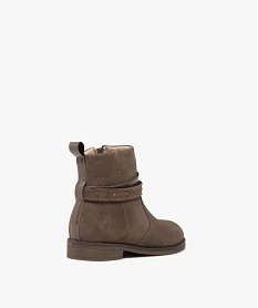 boots fille dessus en cuir uni suede avec boucles fantaisie et a zip - alma planete brunD963901_4