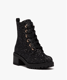 boots fille a talon carre avec dessus en strass noir bottes et bootsD964501_2