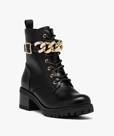 boots fille unies a talon carre avec chaine fantaisie noirD964601_2