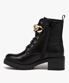 boots fille unies a talon carre avec chaine fantaisie noirD964601_3
