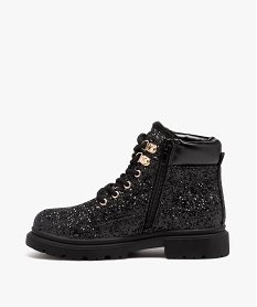 boots fourrees a paillettes et lacets fille noirD964801_3