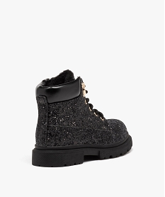 boots fourrees a paillettes et lacets fille noirD964801_4
