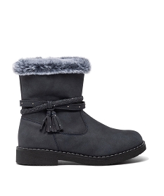 GEMO Boots fourrées à brides et zip pratique fille bleu chine