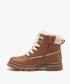 boots fourrees fille unies avec col en maille et a zip orangeD965201_3
