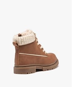 boots fourrees fille unies avec col en maille et a zip orangeD965201_4