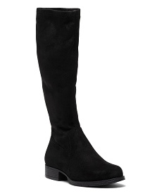 bottes fille montantes en velours uni avec tige souple noirD965801_2