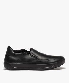 GEMO Mocassins homme unis confort et dessus mate noir vif