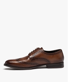 derbies homme dessus en cuir uni a bout fleuri - taneo brunD966501_3