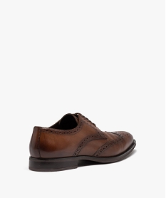 derbies homme dessus en cuir uni a bout fleuri - taneo brunD966501_4