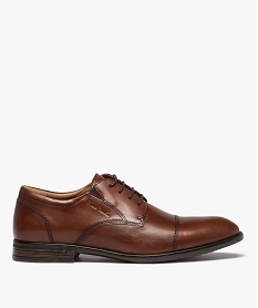 derbies homme unis en cuir avec elastique daisance et a lacets ronds - pierre cardin brun chaussures de villeD966901_1