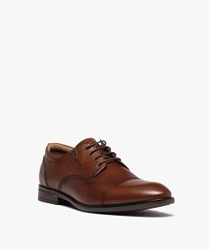 derbies homme unis en cuir avec elastique daisance et a lacets ronds - pierre cardin brunD966901_2