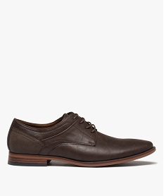 GEMO Derbies homme unis à lacets rond cirés marron chine