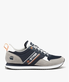 GEMO Baskets homme style rétro à lacets bicolores - G-Star bleu chine