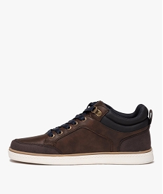 baskets homme bicolores style casual a lacets cires brunD970701_3