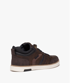 baskets homme bicolores style casual a lacets cires brunD970701_4