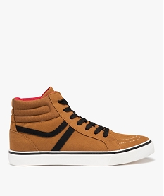 GEMO Baskets homme mid-cut en suédine à col rembourré marron vif