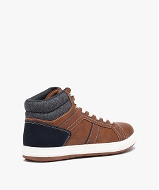 baskets homme mid-cut bicolores style casual a lacets brunD971601_4
