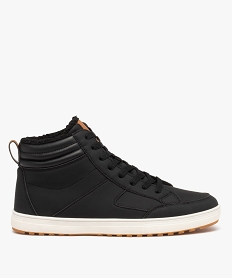 baskets homme mid-cut dessus uni avec col matelasse et interieur sherpa noirD971701_1