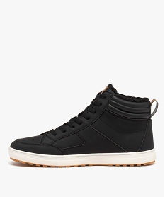 baskets homme mid-cut dessus uni avec col matelasse et interieur sherpa noirD971701_3