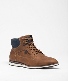 baskets homme mid-cut casual unies avec col denim brunD971901_2