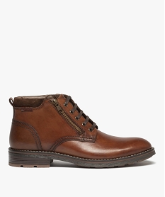 boots homme casual en cuir uni a zip et a lacets brunD974001_1