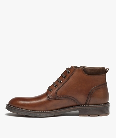 boots homme casual en cuir uni a zip et a lacets brun bottes et bootsD974001_3