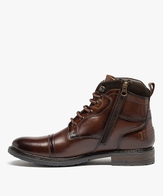 boots homme dessus en cuir uni a zip et a lacets brunD974101_3