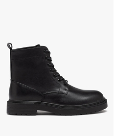 GEMO Boots homme unies à lacets style casual Noir