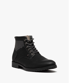 boots homme casual a zip et a lacets bicolores noir bottes et bootsD974401_2