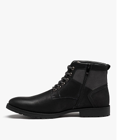 boots homme casual a zip et a lacets bicolores noir bottes et bootsD974401_3