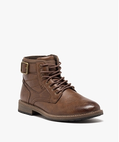 boots homme unies dessus graine avec boucle fantaisie et a zip orangeD974801_2