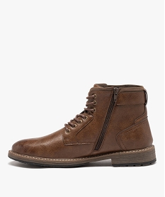 boots homme unies dessus graine avec boucle fantaisie et a zip orangeD974801_3