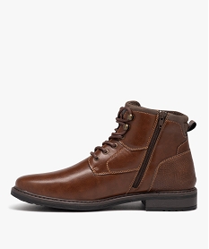 boots homme unies a lacets et a zip style casual brunD974901_3