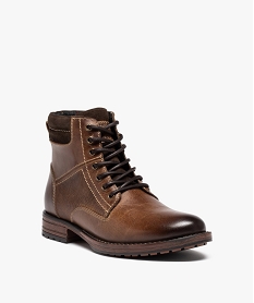 boots homme en cuir graine uni avec interieur double brunD975201_2