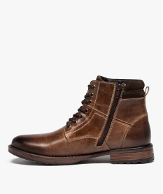 boots homme en cuir graine uni avec interieur double brunD975201_3