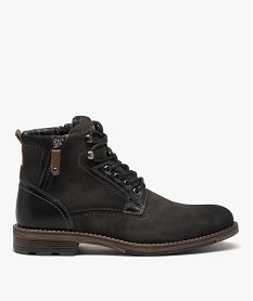 GEMO Boots bi-matières avec zip fantaisie homme noir vif