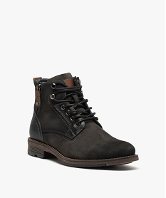 boots bi-matieres avec zip fantaisie homme noirD975501_2