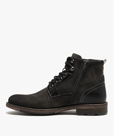 boots bi-matieres avec zip fantaisie homme noirD975501_3